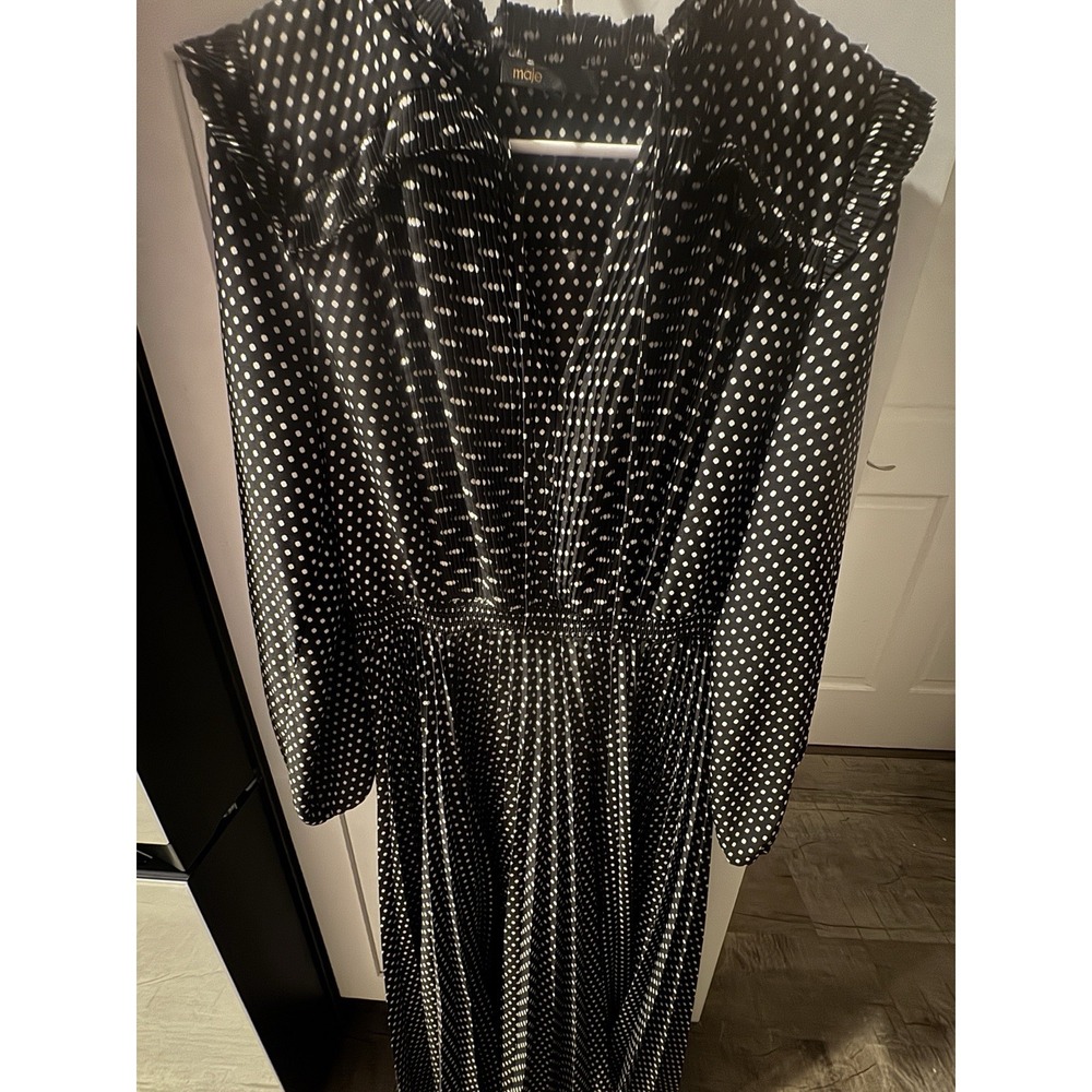 Maje Riplettita Dress Polka Dot Black White Size‎ 40 - Picture 8 of 10